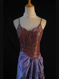 Retro 1950s A Line Spaghetti Straps Taffeta Grape Burgundy With Beads Long Prom Dresses Inspo 21st Birthday Outfit Formal Gown HZ0311