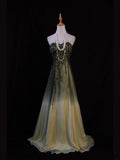 Vintage A line Sweetheart Green Chiffon 1950s With Beads Bodice Long Prom Dresses Inspo Birthday Outfit Party Gown HZ0311