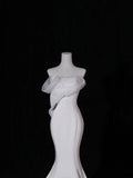 Classic Long Wedding Gowns Mermaid Strapless Style for Bride With Pleated Bodice Train White Bridal Dress HZ0311