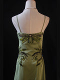 Retro 1950s A Line Spaghetti Straps Olive Green Chiffon With Beads Long Prom Dresses Inspo 21st Birthday Outfit Formal Gown HZ0311