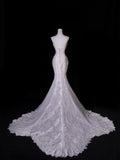 Classic Mermaid Spaghetti Strap Lace Tulle Wedding Gown Style for Bride With Fitted Petite Plus Size Bridal Dress HZ0311