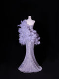 Modest Prom Dresses Aesthetic Mermaid Sweetheart Silver Gray Sequin Inspiration Style Impress Long Party Formal Gown HZ0311