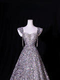Classy Ball Gown Sweetheart Silver Gray Sequins Long Inspo For Women Girls Formal Party Gowns Long Formal Prom Dresses HZ0311