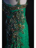 Vintage Mermaid Sweetheart Green Chiffon 1950s With Pleated Ruffled Beaded Bodice Long Prom Dresses Inspo Birthday Outfit Formal Gown HZ0311