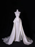 Simple Long Wedding Dresses Mermaid White Mermaid Satin Pleats Wedding Dress Silky Satin Style For Brides Fitted Bridal Gowns HZ0311