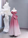 Chic A line Off The Shoulder Pink White Ombre Sequin Long Prom Formal Fancy Evening Dresses Dinner Outfits Classy Party Gowns HZ0311