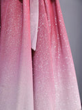Chic A line Off The Shoulder Pink White Ombre Sequin Long Prom Formal Fancy Evening Dresses Dinner Outfits Classy Party Gowns HZ0311