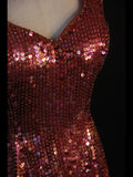 Vintage A Line Halter Burgundy Sequins 1950s With Slit Beaded Bodice Long Prom Dresses Inspo Birthday Outfit Formal Dress For Woman HZ0311