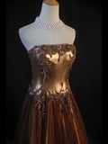 Vintage A Line Strapless 80s With Beaded Appliqued Bodice Long Prom Max Dresses Inspo Birthday Outfit Formal Dress For Women HZ0311