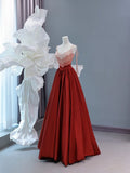 Modest Prom Dresses Aesthetic A Line Spaghetti Straps Burgundy Inspiration Impress Satin Long Party Formal Gown For Teenagers High Schools HZ0311