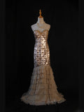 Vintage Mermaid Sweetheart Sequins 1950s With Ruffled Layered Bodice Long Prom Dresses Inspo 18th Birthday Outfit Formal Gown HZ0311