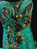 Vintage Mermaid Spaghetti Straps Green Lace 80s With Beaded Appliqued Long Prom Max Dresses Inspo 18th Birthday Outfit Formal Dress For Women HZ0311