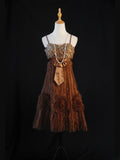 Vintage A line Spaghetti Straps Brown Tulle With Lace 18th Birthday Dress Homecoming Dresses Cocktail Gown HZ0311