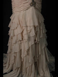 Vintage Mermaid Sweetheart Champagne Chiffon 1950s With Ruffled Layered Bodice Long Prom Dresses Inspo 18th Birthday Outfit Formal Gown HZ0311