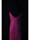 Vintage A line Spaghetti Straps Fuchsia 70s With Beads Long Prom Max Dresses Inspo 18th Birthday Outfit Formal Dress For Women HZ0311