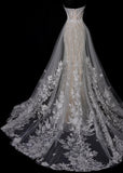 Romantic Long Wedding Dresses White Mermaid Strapless Lace Long Wedding Dress Style For Brides Fitted With Train Bridal Gowns HZ0311