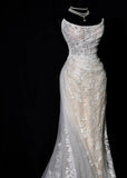 Romantic Long Wedding Dresses White Mermaid Strapless Lace Long Wedding Dress Style For Brides Fitted With Train Bridal Gowns HZ0311