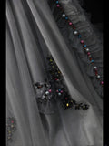 Vintage Mermaid Spaghetti Straps Silver Gray Tulle 70s With Beads Long Prom Max Dresses Inspo 18th Birthday Outfit Formal Dress For Women HZ0311