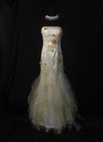 Vintage Mermaid Strapless Floral Tulle 1950s With Ruffled Flowers Layered Bodice Long Prom Dresses Inspo 18th Birthday Outfit Formal Gown HZ0311