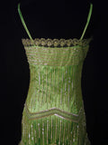 Vintage Mermaid Spaghetti Straps Green Tulle With Beads 18th Birthday Dress Homecoming Dresses Cocktail Gown HZ0311