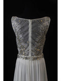 Vintage A Line Scoop Silver Gray Lace Tops Chiffon 80s With Beaded Bodice Long Prom Dresses Inspo Birthday Outfit Formal Dress For Women HZ0311