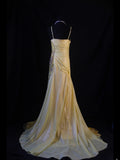 Vintage Mermaid Spaghetti Straps Yellow Lace 70s With Beads Prom Max Dresses Inspo 18th Birthday Outfit Formal Dress For Women HZ0311