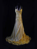 Vintage Mermaid Spaghetti Straps Yellow Lace 70s With Beads Prom Max Dresses Inspo 18th Birthday Outfit Formal Dress For Women HZ0311