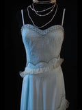 Vintage A line Spaghetti Straps Light Blue Chiffon 70s With Beads Prom Max Dresses Inspo 19th Birthday Outfit Formal Dress For Women HZ0311