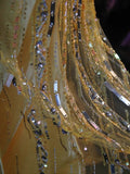 Retro 80s A line Strapless Yellow Tulle With Beadings Long Prom Dresses Inspo 22th Birthday Outfit Formal Dress HZ0311