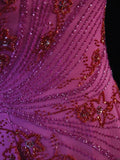 Retro 80s Mermaid Strapless Hot Pink Chiffon With Beadings Long Prom Dresses Inspo 22th Birthday Outfit Formal Dress HZ0311