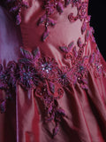 Retro 80s Ball Gown Strapless Pink Satin With Beadings Long Prom Dresses Inspo 22th Birthday Outfit Formal Dress HZ0311
