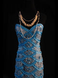 Vintage Mermaid Sweetheart Blue Lace 90s With Beadings Prom Max Dresses Inspo 19th Birthday Outfit Formal Dress For Women HZ0311