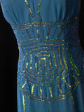 Vintage Mermaid V Neck Royal Blue Chiffon 90s With Beadings Prom Max Dresses Inspo 19th Birthday Outfit Formal Dress For Women HZ0311