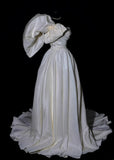 Modest Long Wedding Dresses A Line One Shoulder Satin Style For Bride With Pleated Bodice Train Bridal Dresses HZ0311