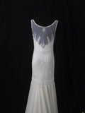 Retro 80s Mermaid Boat White Chiffon With Beadings Long Prom Dresses Inspo 21st Birthday Outfit Formal Dress HZ0311