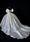 Princess Long Wedding Gowns Ball Gown Sweetheart Sleeveless Satin for Bride With Sleeves Pleated Train White Bridal Dress HZ0311