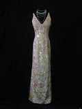 Retro 80s Sheath V Neck Sequins Long Slim Prom Dresses Inspo 22th Birthday Outfit Formal Dress HZ0311