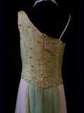 Retro 80s A line Irregular Neck Lilac Green Chiffon With Beadings Prom Dresses Inspo 22th Birthday Outfit Formal Dress HZ0311