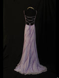 Vintage A line Spaghetti Straps Lilac Backless Chiffon 90s With Beads Prom Max Dresses Inspo 19th Birthday Outfit Formal Dress For Women HZ0311