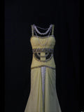 Retro 1950s Mermaid Straps Yellow Chiffon With Silver Beads Long Prom Dresses Inspo 22th Birthday Outfit Formal Dress HZ0311
