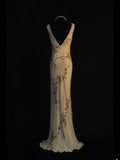 Vintage Mermaid V Neck Gold Sequins 1950s With Beads Bodice Long Prom Dresses Inspo 18th Birthday Outfit Formal Gown HZ0311