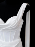 Simple Wedding Gowns 1960s Dresses Sheath One Shoulder Chic Style for Bride Satin Short White Petite/Plus Size Bridal Gown HZ0311