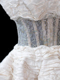 Chic Ball Gown Strapless Satin Tiered 16th Birthday Dress Short Homecoming Dresses Cocktail Gown HZ0311