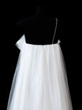 Timeless Women's A line One Shoulder White Tulle Fitted Long Vintage 1920s Wedding Dresses HZ0311
