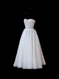 Elegant Ball Gown Sweetheart White Tulle Lace Tops Formal Fancy Evening Dresses Dinner Outfits Classy Party Gowns HZ0311