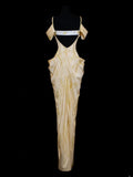 Chic Sheath Spaghetti Strap Yellow Long Prom Formal Fancy Evening Dresses Dinner Outfits Classy Party Gowns HZ0311