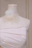 Elegant Ball Gown Strapless Fitted Corset Ruffles Satin Wedding Dress Bride Gowns Wedding Dresses HZ0311