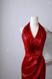 Sexy Mermaid Halter Red Sequin Prom Dresses Long Party Dress 21st Birthday Outfits Graduation Dress HZ0311