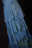 Vintage Prom Dresses 1950s Retro Classy A Line V Neck Teal Blue Chiffon Inspo Long Prom Gown HZ0311