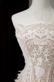 Whimsical A Line Strapless Fitted Long Lace Wedding Dress Bride Gowns Wedding Dresses HZ0311
